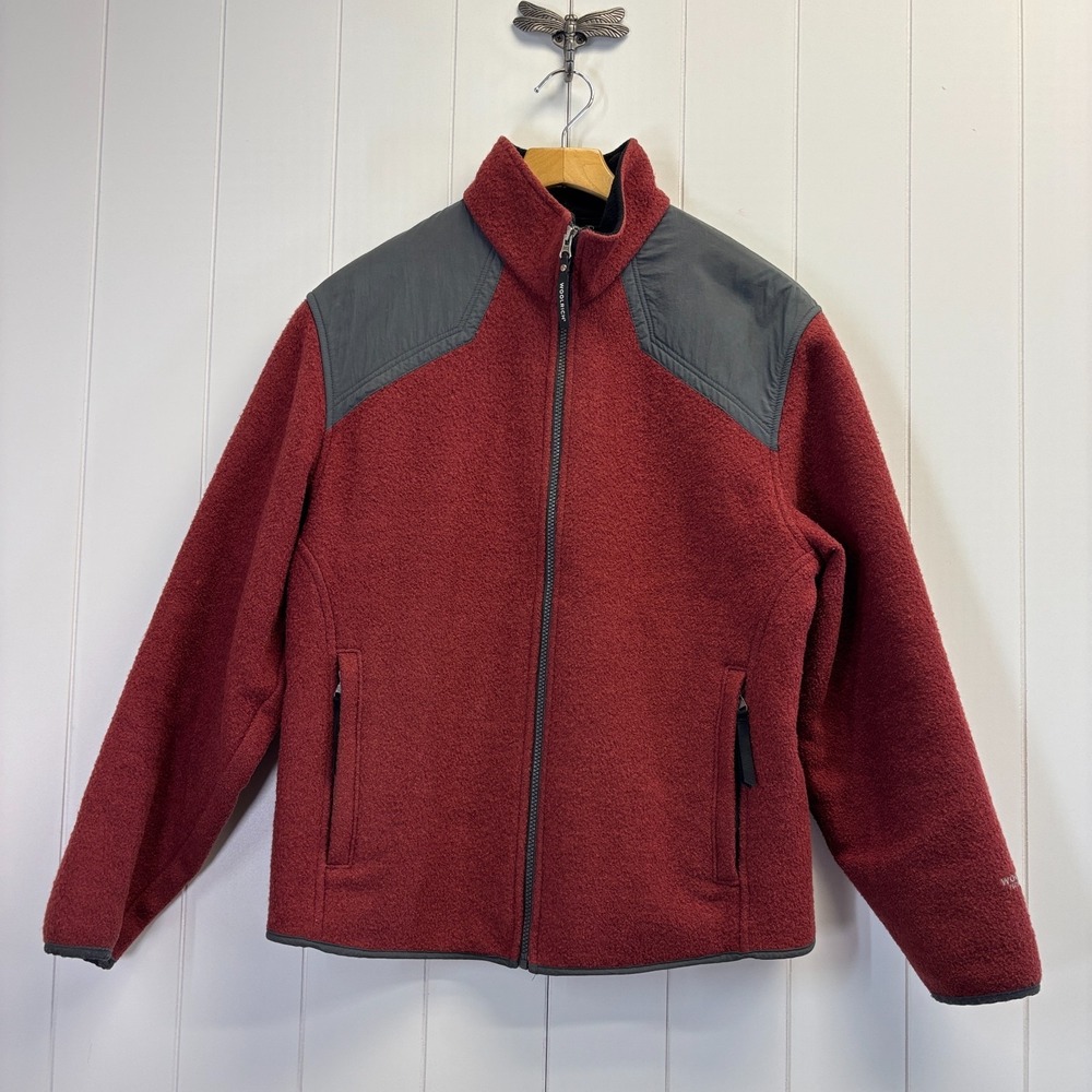 Woolrich Gorpcore Full Zip Wool Blend Jacket Mens Medium Outdoors Rugged Casual